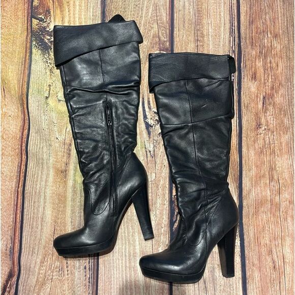 JESSICA SIMPSON Tulip black leather boots Size 8.5 - Picture 1 of 10